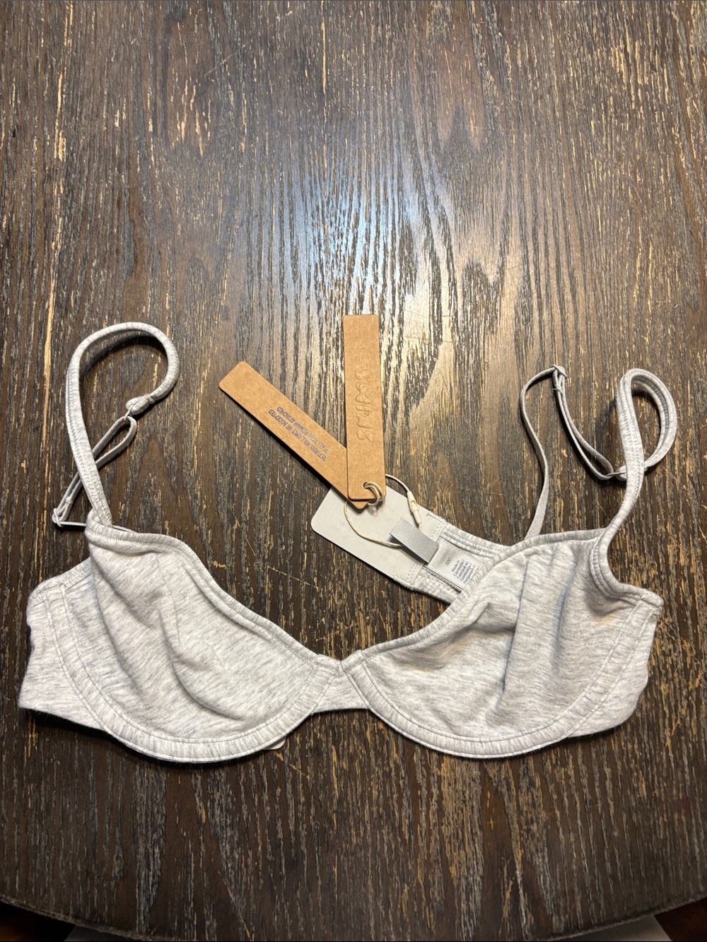 SKIMS everyday cotton Heather Gray unlined Underwire Bra 32C NWT